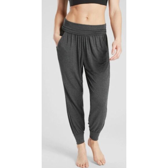 Athleta Size 1X Studio Jogger Pants Gray High Rise Lounge Yoga - Picture 1 of 9